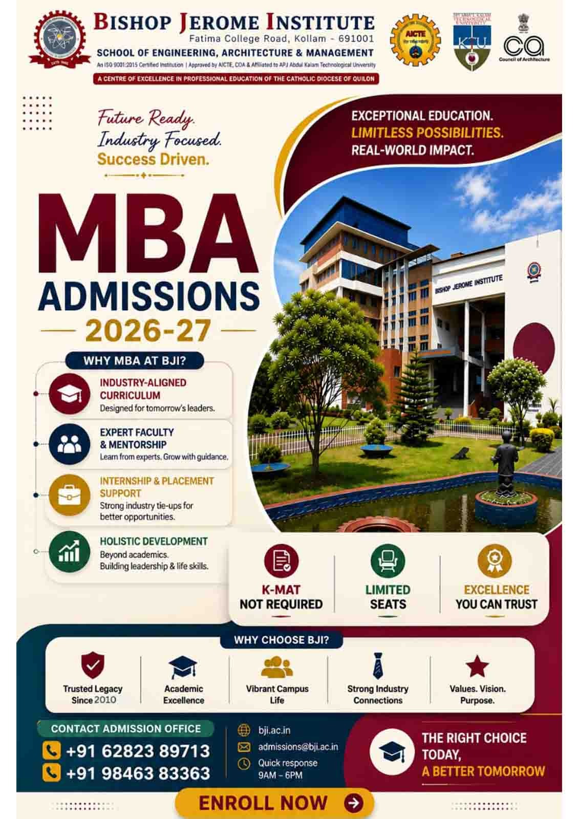 Bishop Jerome Institute Announces MBA Admissions 2026–27: Shape Your Future with Industry-Focused Education